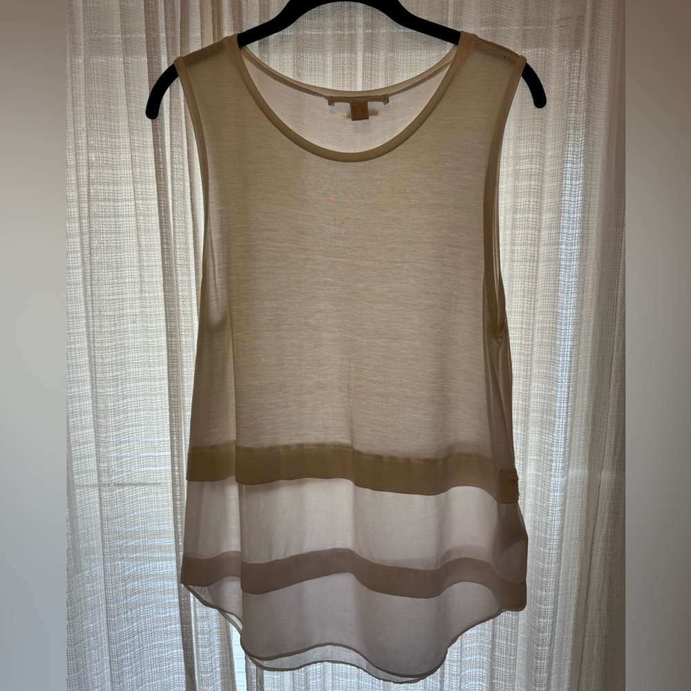 Michael Kors Cream Sheer Layered Tank Top